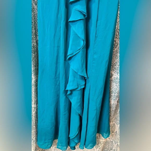 David’s Bridal Blue Side Slit Formal Prom Homecoming Wedding - Picture 6 of 9